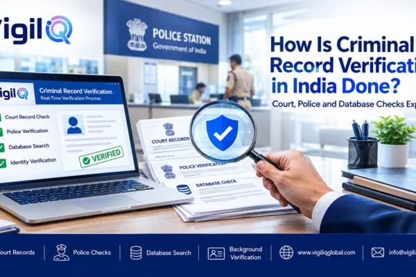 Criminal record verification in India with court record checks, police verification, and database background checks by VigilIQ.